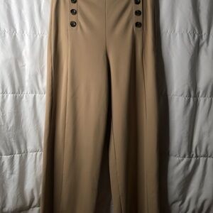 Ann Taylor Tan Wide Leg Pants with Elegant Drape